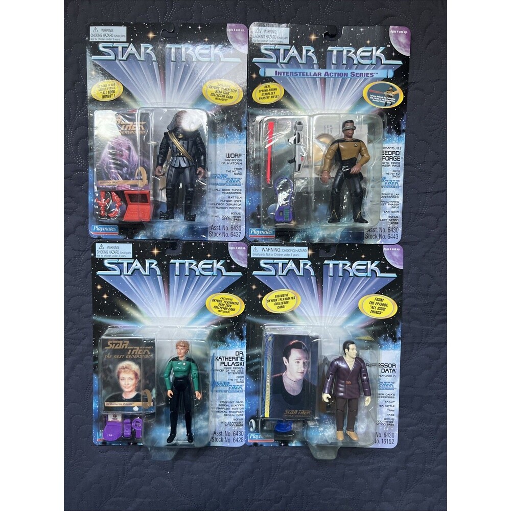 Vintage Playmates Star Trek The Next Generation Action Figure 4pc 1995-97 NIB
